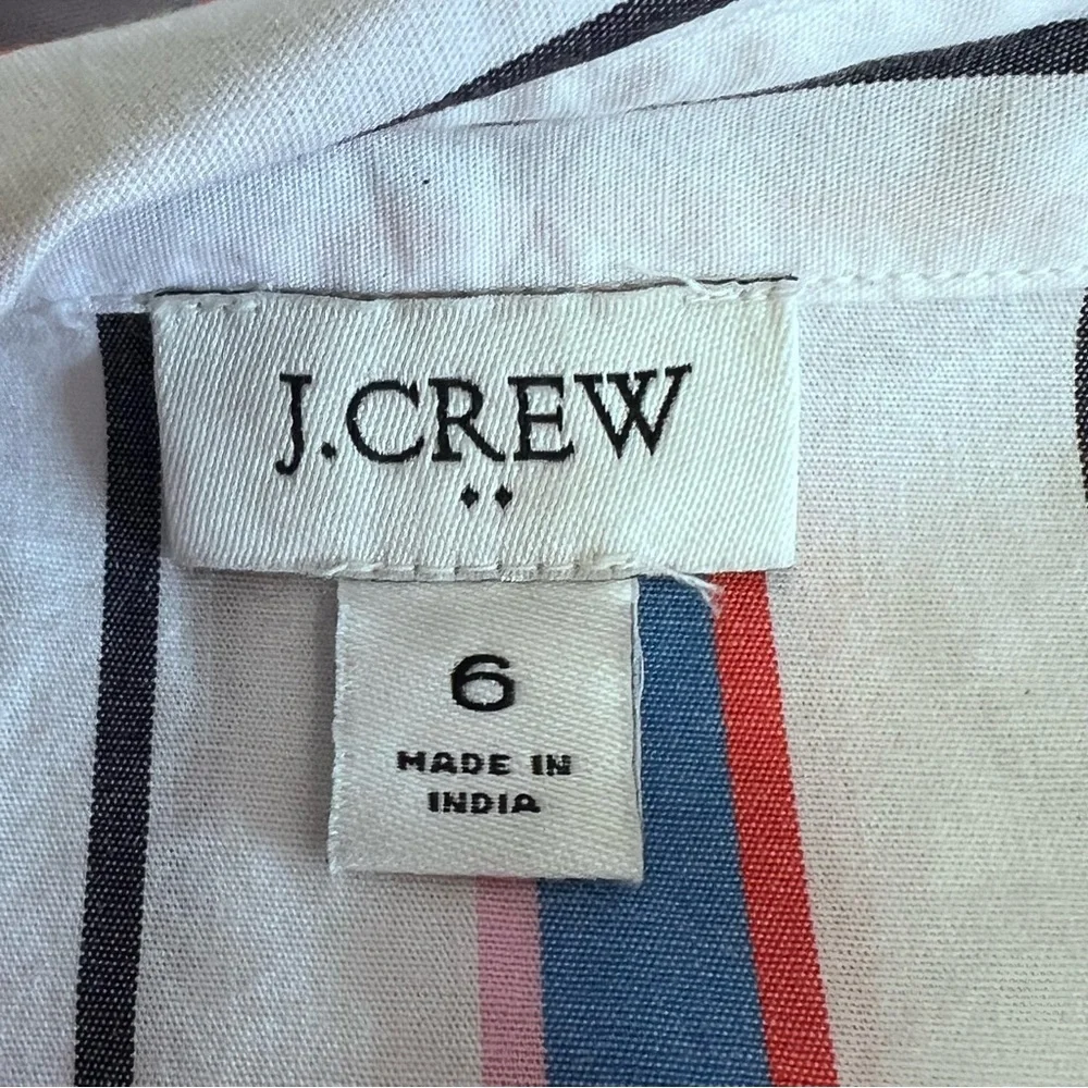J Crew white blue striped cotton shirt dress
